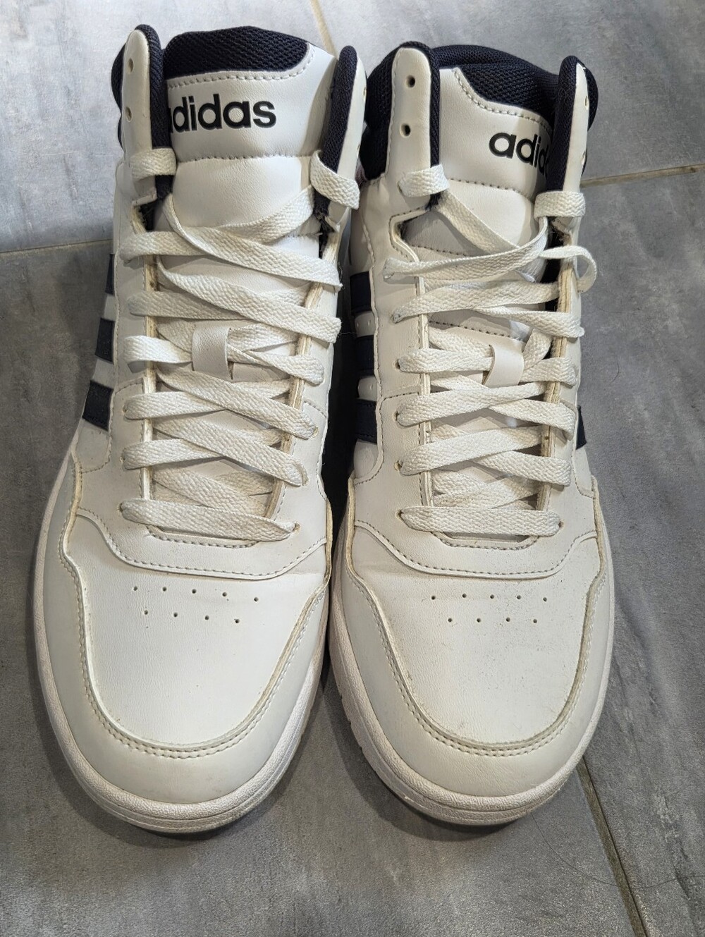 Adidas Hoops 3.0 Mid Sneakers Men's 9.5 White Navy Pink GW5455 EUC